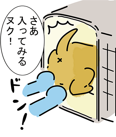 「さあ入ってみるヌク!」“ドン!”